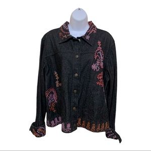 Coldwater Creek Embroidered Denim Jacket